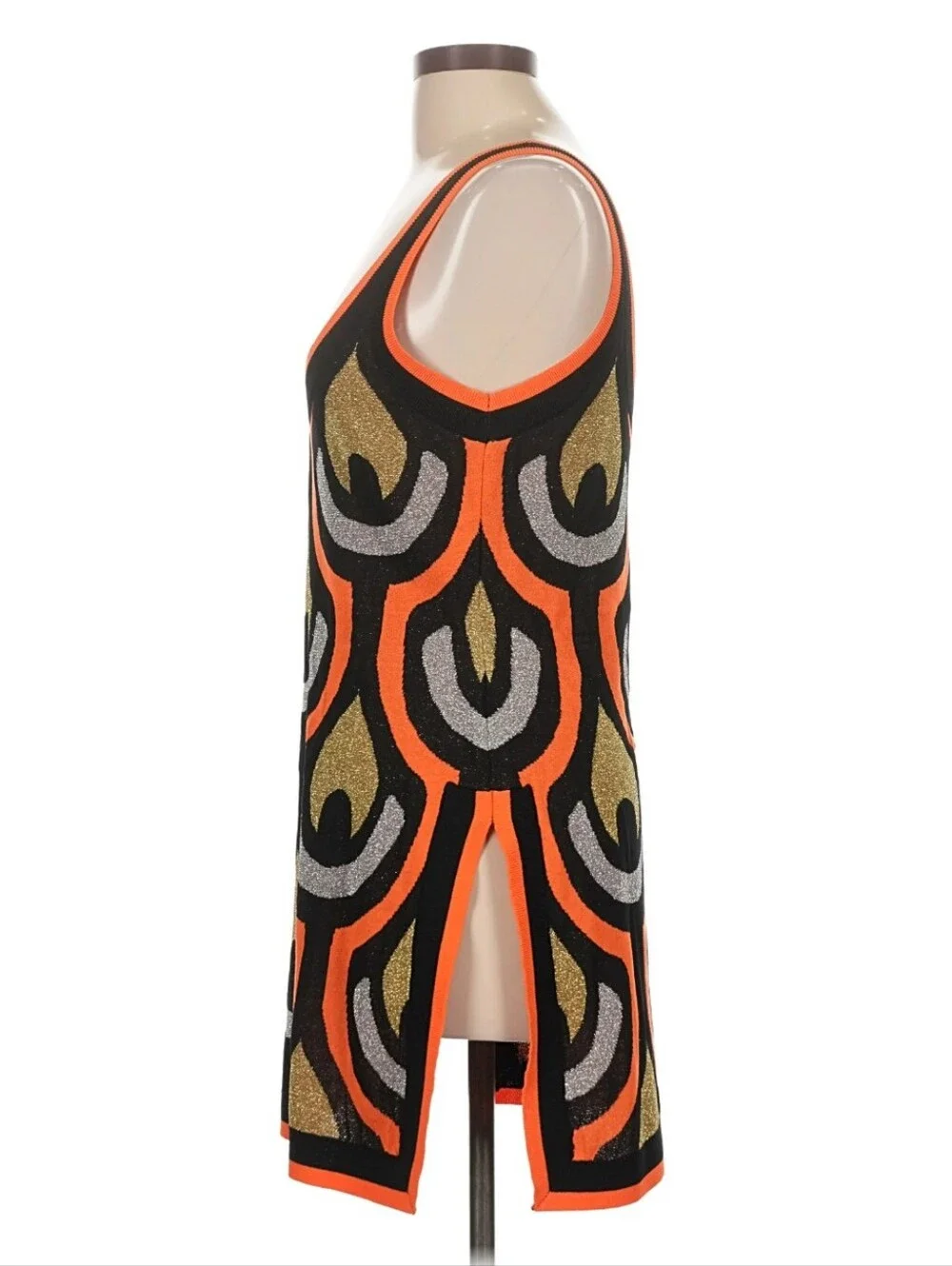 Rabanne X H&M Orange, Black, Gold and Silver Sleeveless Tunic Large - Picture 8 of 9